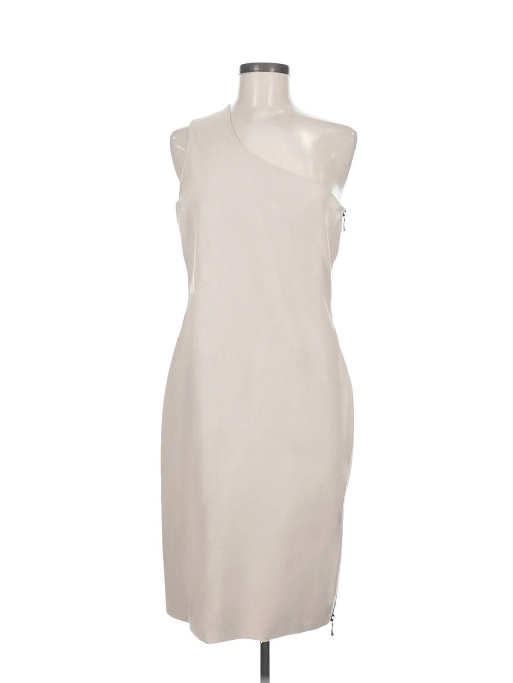Archival Lanvin Été 2011 Cream One-Shoulder Techno-Stretch Dress - FR 44 (US 12)